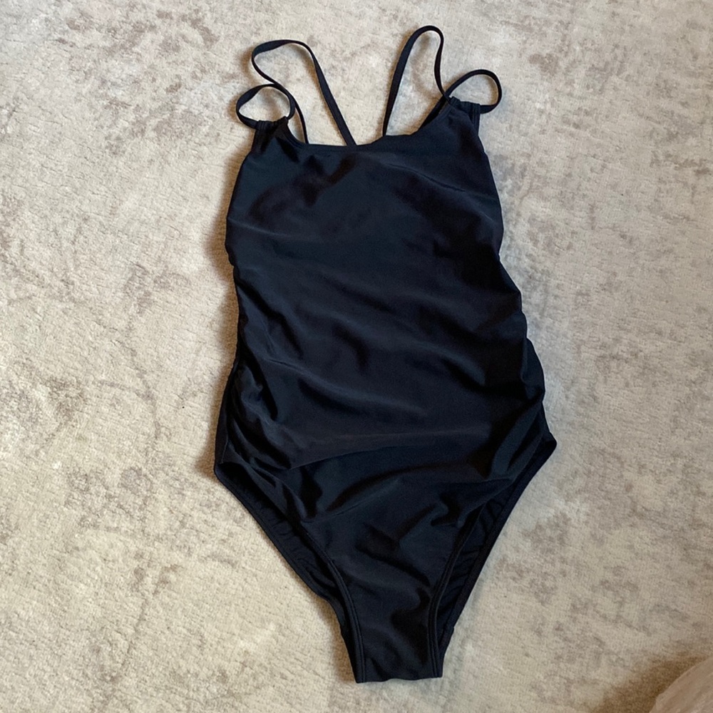 Black maternity one-piece swimsuit
